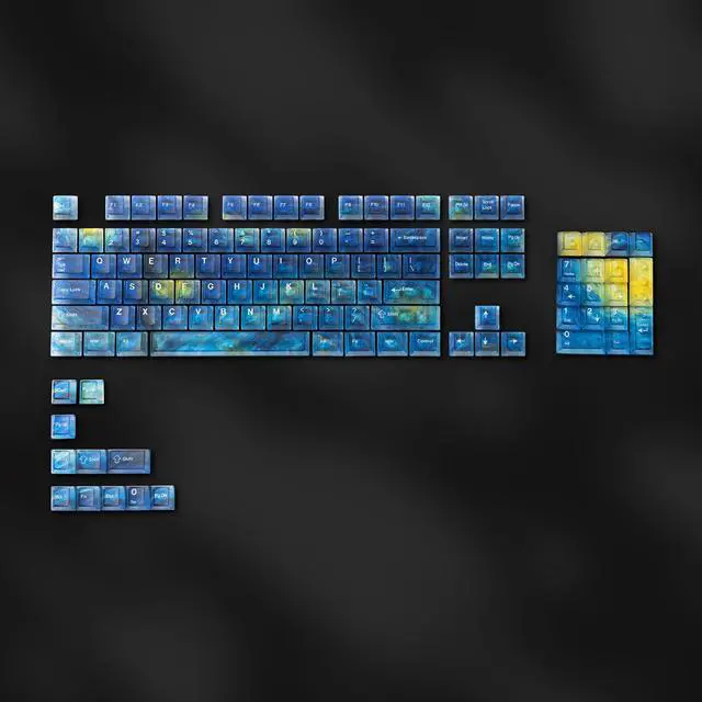 Alt view image 7 of 7 - Womier Blue Transparent Keycaps 115 Keys Starry Sky Shine-Through, Cherry Profile PC Keycap Set for MX Switch Mechanical Keyboard, Fits 60% 65% 75% 80% 100% Layouts