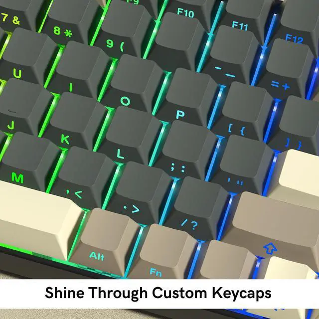 Alt view image 2 of 7 - Womier Shine Through Double Shot PBT Keycaps Set, Cherry Profile Custom Keycaps 60 65 75 100 Percent for 61/64/68/84/87/100/104/108 Retro Gaming Mechanical Keyboard, Grey Brown