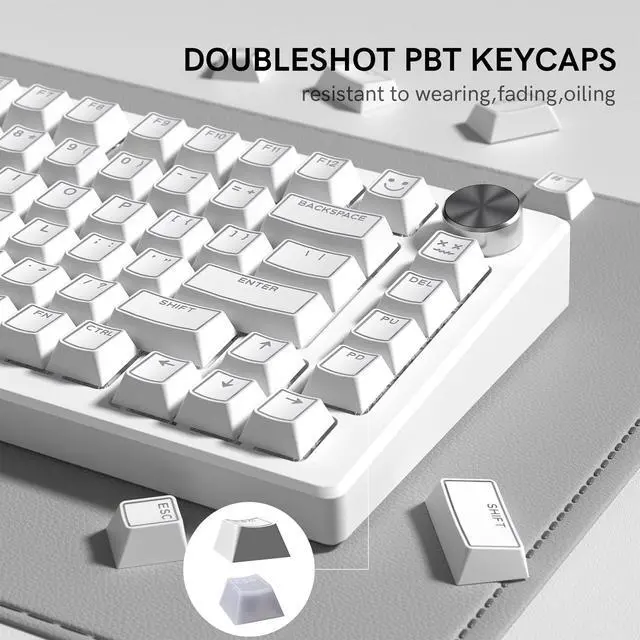 Alt view image 4 of 7 - Womier PBT Keycaps Set 130 Keys, Custom White Japanese Keyboard Doubleshot Dye Sub Side Print Shine Through Keycaps 60 65 75 100 Percent, Cherry Profile (White 4)