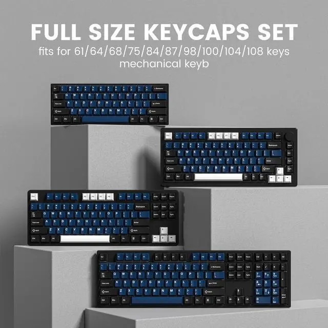 Alt view image 7 of 7 - Womier Keyboard keycaps Set, Double Shot PBT keycaps,Cherry Profile Custom Key caps 60 65 75 100 Percent for Cherry-mx Full Size Retro Mechanical Keyboard,Black/Blue/White,138-keys