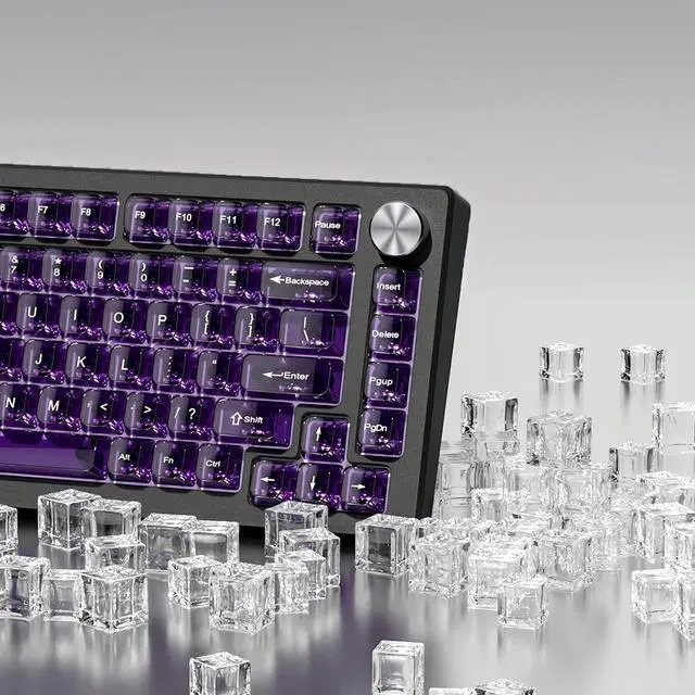 Alt view image 5 of 7 - Womier Dark Purple Clear Keycaps,Glossy Jelly Key caps tranlucent Set | Transparent keyboard keycaps ceramic style,MDA Profile,115 keys PC keycaps for Mechanical Keyboard with MX Switches