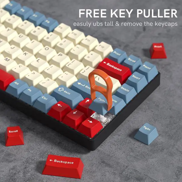 Alt view image 2 of 7 - Womier PBT Keycaps Set, Doubleshot 137 Key Caps,Cherry Profile Custom Keycap for 61/64/68/84/87/100/104/108 Mechanical Keyboard, Compatiability for 60 65 75 100 Percent Keyboads (White Blue Red)
