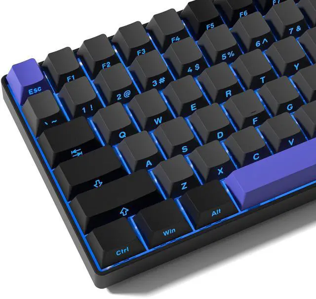 Main image of Womier Shine Through Double Shot PBT Keycaps Set, Cherry Profile Custom Keycaps 60 65 75 100 Percent for 61/64/68/84/87/100/104/108 Retro Gaming Mechanical Keyboard, Black Purple