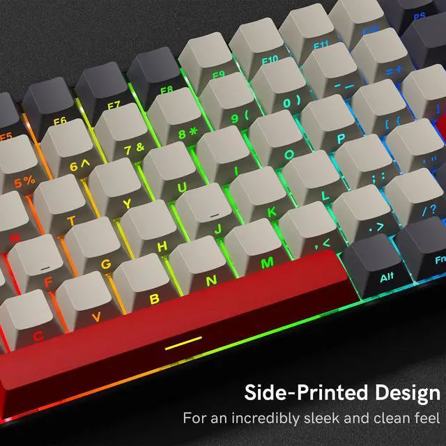 Alt view image 2 of 7 - Womier Shine Through Double Shot PBT Keycaps Set, Cherry Profile Custom Keycaps 60 65 75 100 Percent for 61/64/68/84/87/100/104/108 Retro Gaming Mechanical Keyboard, Purple Gray Red