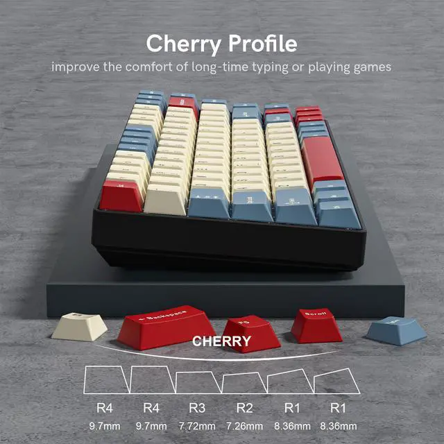 Alt view image 3 of 7 - Womier PBT Keycaps Set, Doubleshot 137 Key Caps,Cherry Profile Custom Keycap for 61/64/68/84/87/100/104/108 Mechanical Keyboard, Compatiability for 60 65 75 100 Percent Keyboads (White Blue Red)