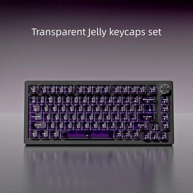 Alt view image 7 of 7 - Womier Dark Purple Clear Keycaps,Glossy Jelly Key caps tranlucent Set | Transparent keyboard keycaps ceramic style,MDA Profile,115 keys PC keycaps for Mechanical Keyboard with MX Switches