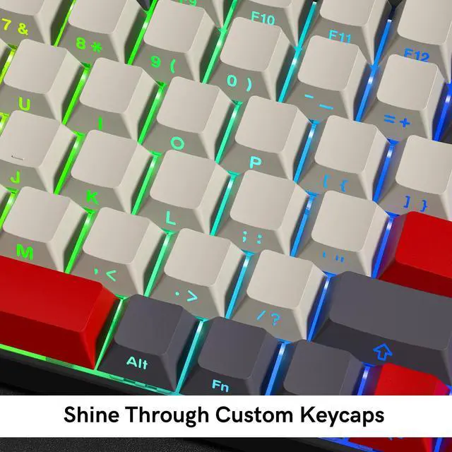 Alt view image 3 of 7 - Womier Shine Through Double Shot PBT Keycaps Set, Cherry Profile Custom Keycaps 60 65 75 100 Percent for 61/64/68/84/87/100/104/108 Retro Gaming Mechanical Keyboard, Purple Gray Red
