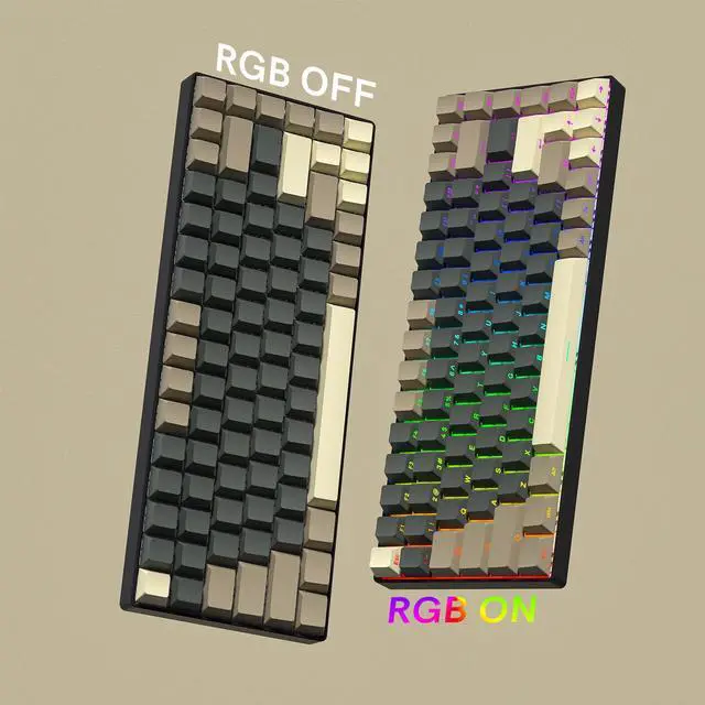 Alt view image 5 of 7 - Womier Shine Through Double Shot PBT Keycaps Set, Cherry Profile Custom Keycaps 60 65 75 100 Percent for 61/64/68/84/87/100/104/108 Retro Gaming Mechanical Keyboard, Grey Brown