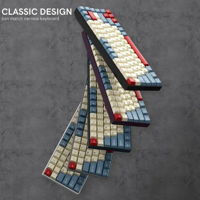 Alt view image 5 of 7 - Womier PBT Keycaps Set, Doubleshot 137 Key Caps,Cherry Profile Custom Keycap for 61/64/68/84/87/100/104/108 Mechanical Keyboard, Compatiability for 60 65 75 100 Percent Keyboads (White Blue Red)