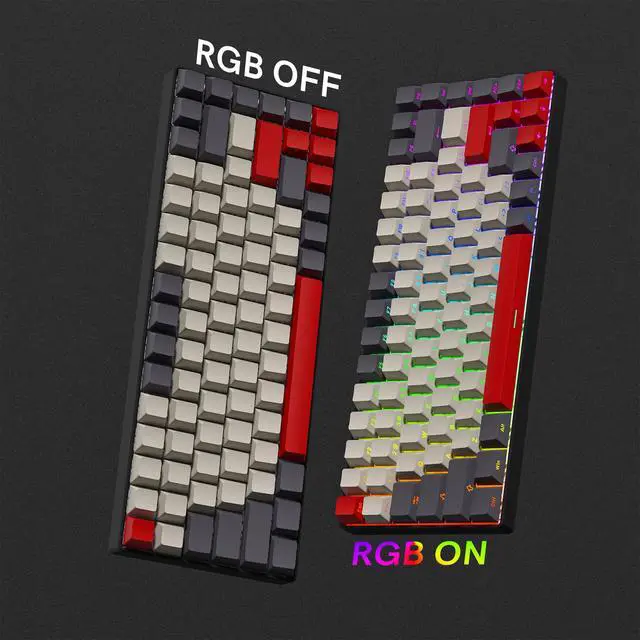 Alt view image 5 of 7 - Womier Shine Through Double Shot PBT Keycaps Set, Cherry Profile Custom Keycaps 60 65 75 100 Percent for 61/64/68/84/87/100/104/108 Retro Gaming Mechanical Keyboard, Purple Gray Red