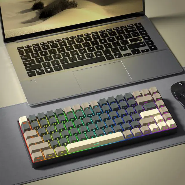 Alt view image 7 of 7 - Womier Shine Through Double Shot PBT Keycaps Set, Cherry Profile Custom Keycaps 60 65 75 100 Percent for 61/64/68/84/87/100/104/108 Retro Gaming Mechanical Keyboard, Grey Brown