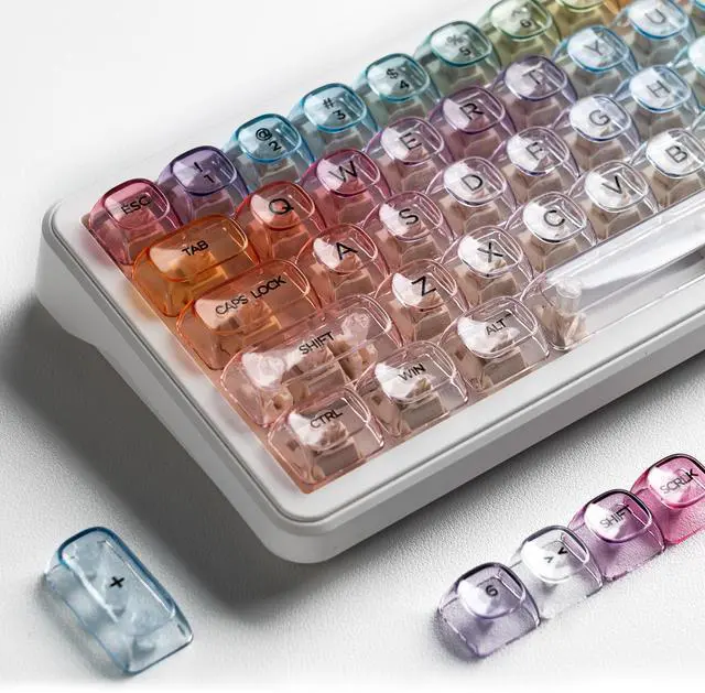 Main image of Womier Rainbow Clear Keycaps, 125 Keys MOA Profile Transparent Keyboard keycaps, Shine Through Jelly Key caps, Compatible with 60%, 65%, 75%, 96%, Full-Sized Layout Mx Switches Mechanical Keyboard