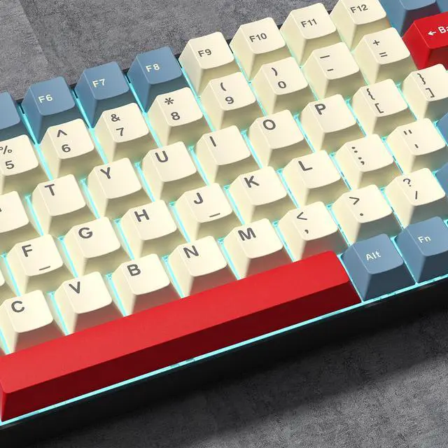 Alt view image 7 of 7 - Womier PBT Keycaps Set, Doubleshot 137 Key Caps,Cherry Profile Custom Keycap for 61/64/68/84/87/100/104/108 Mechanical Keyboard, Compatiability for 60 65 75 100 Percent Keyboads (White Blue Red)