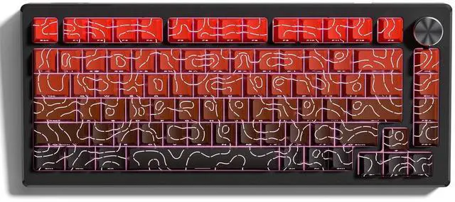 Alt view image 5 of 6 - Womier Double Shot PBT keycaps Set,Red/Black Topographic Keycaps | Shine Through Keyboard caps,Line Backlit,Side Printed,135key cherry Profile keycap for 60% 75% 100% Mechanical Keyboards
