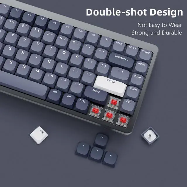 Alt view image 5 of 6 - Womier Low Profile Keycaps, PBT Keycaps 144 Keys Custom Keyboard Key caps Full Set, Double Shot for 60% 65% 75% 80% 100% Mechanical Keyboard, Grey