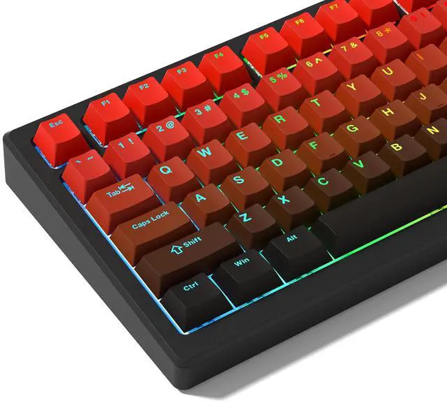 Main image of Womier PBT Keycaps, Double Shot Shine Through Custom Keycaps, Gradient Keycaps Cherry Profile, Minimalist Style Red and Black Keyboard Keycap for Mechanical Keyboard (Red)