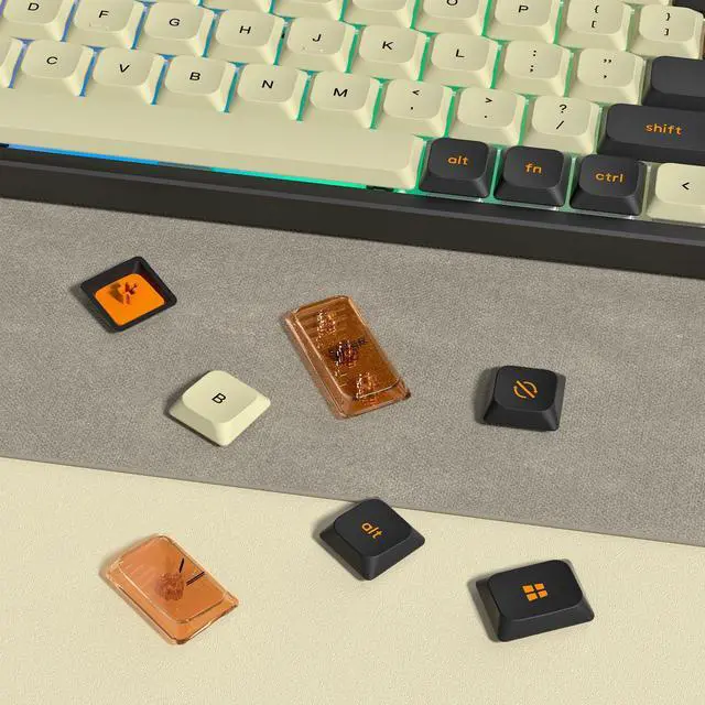 Alt view image 4 of 6 - Womier Low Profile PBT keycaps,Doubleshot keycaps for Mechanical Keyboard,138-keys Black/Beige Keyboard Key caps, for Mechanical Keyboard, Compatible with ANSI/ISO,TKL, Full-Sized Layout