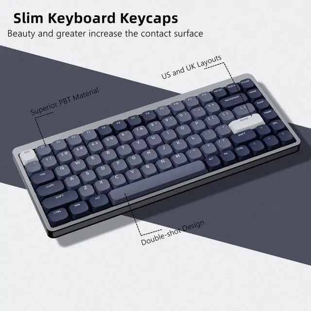 Alt view image 6 of 6 - Womier Low Profile Keycaps, PBT Keycaps 144 Keys Custom Keyboard Key caps Full Set, Double Shot for 60% 65% 75% 80% 100% Mechanical Keyboard, Grey