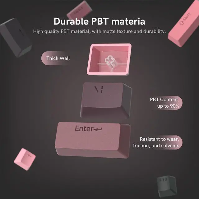 Alt view image 3 of 7 - Womier PBT Key caps, Double Shot Shine Through Custom Keycaps, Gradient Keycaps OEM Profile, Minimalist Style Keyboard Keycap for Mechanical Keyboard (Pink)