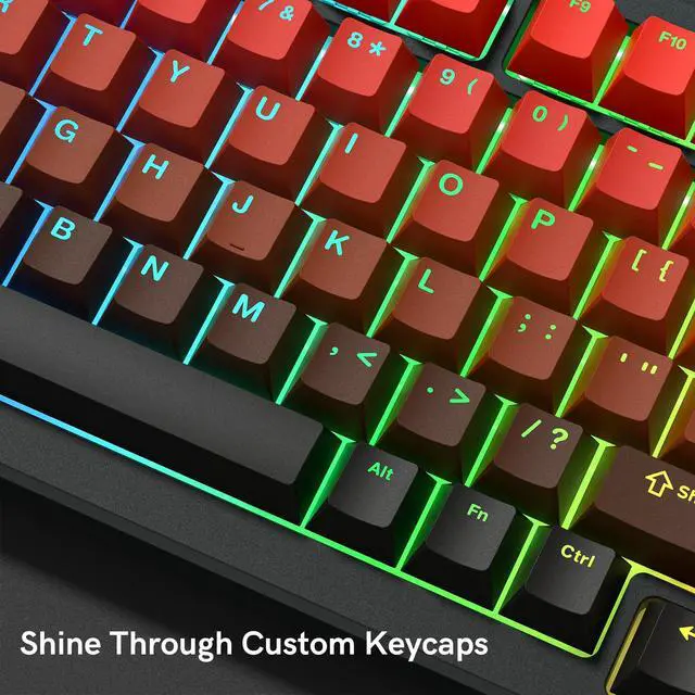 Alt view image 3 of 6 - Womier PBT Keycaps, Double Shot Shine Through Custom Keycaps, Gradient Keycaps Cherry Profile, Minimalist Style Red and Black Keyboard Keycap for Mechanical Keyboard (Red)