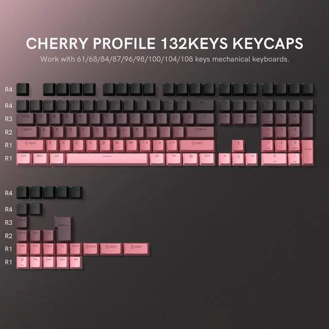 Alt view image 4 of 7 - Womier PBT Key caps, Double Shot Shine Through Custom Keycaps, Gradient Keycaps OEM Profile, Minimalist Style Keyboard Keycap for Mechanical Keyboard (Pink)