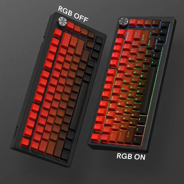 Alt view image 4 of 6 - Womier PBT Keycaps, Double Shot Shine Through Custom Keycaps, Gradient Keycaps Cherry Profile, Minimalist Style Red and Black Keyboard Keycap for Mechanical Keyboard (Red)