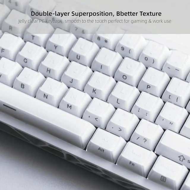 Alt view image 3 of 7 - Womier White Jelly Keycaps 3.0, Shine Through Keycaps | Keyboard Caps, Stereo Relief ASA Profile Custom Key caps for 60 75 100% Mechanical Keyboards with Cherry/Gateron MX Switches