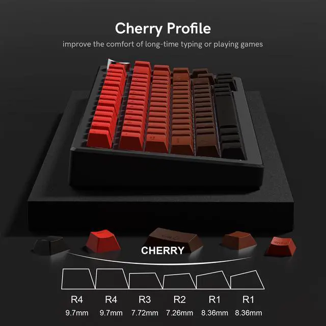 Alt view image 5 of 6 - Womier PBT Keycaps, Double Shot Shine Through Custom Keycaps, Gradient Keycaps Cherry Profile, Minimalist Style Red and Black Keyboard Keycap for Mechanical Keyboard (Red)