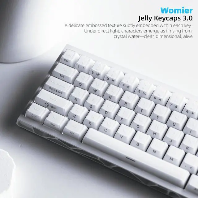 Alt view image 5 of 7 - Womier White Jelly Keycaps 3.0, Shine Through Keycaps | Keyboard Caps, Stereo Relief ASA Profile Custom Key caps for 60 75 100% Mechanical Keyboards with Cherry/Gateron MX Switches