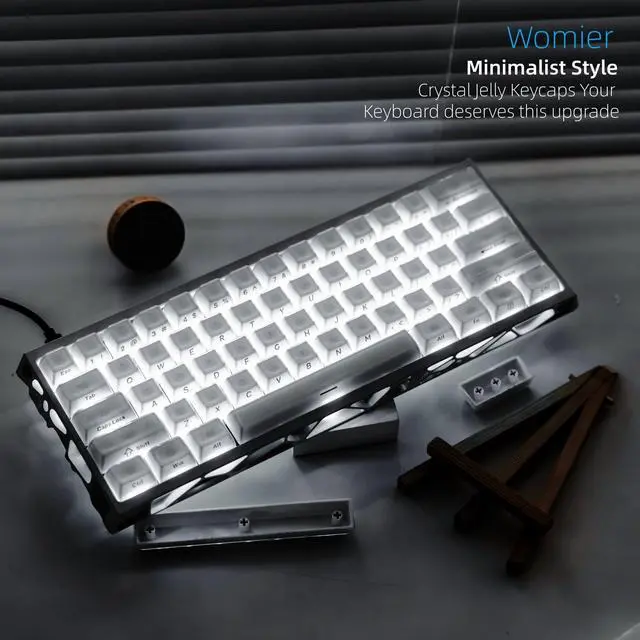 Alt view image 6 of 7 - Womier White Jelly Keycaps 3.0, Shine Through Keycaps | Keyboard Caps, Stereo Relief ASA Profile Custom Key caps for 60 75 100% Mechanical Keyboards with Cherry/Gateron MX Switches