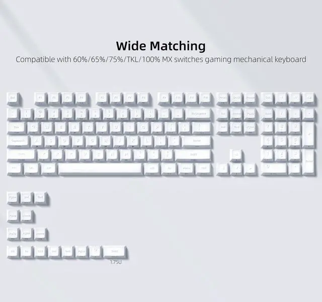 Alt view image 7 of 7 - Womier White Jelly Keycaps 3.0, Shine Through Keycaps | Keyboard Caps, Stereo Relief ASA Profile Custom Key caps for 60 75 100% Mechanical Keyboards with Cherry/Gateron MX Switches