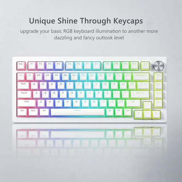 Alt view image 4 of 6 - Womier Shine Through PBT Keycaps, Pudding White Keyboard Keycaps | OEM Profile Custom Keycaps 75 Percent 129-key Set for 60% 65% 75% 100% Cherry Gateron MX Mechanical Keyboard-White