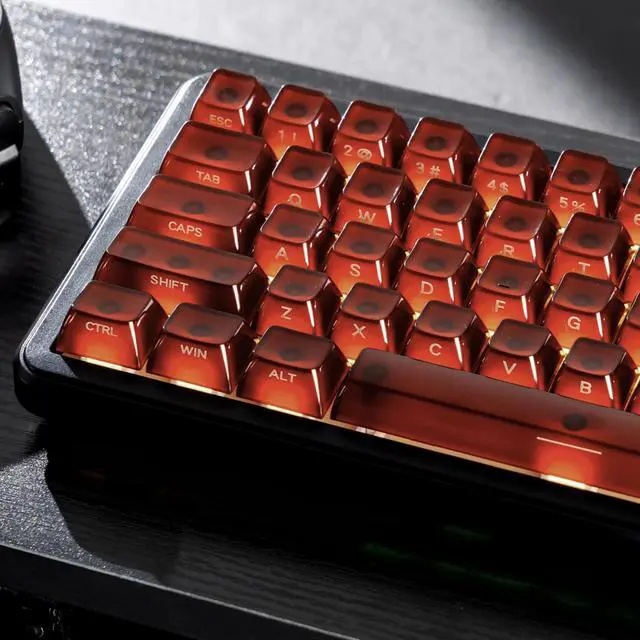 Main image of Womier Jelly Keycaps, Ceramic Keycaps Style Clear PC Custom Keycaps Set | Laser Carving Side Printing 60% 75% 100%, MDA Profile for Mechanical Keyboard Caps, Compatible Full-Sized Layout, Red/Brown