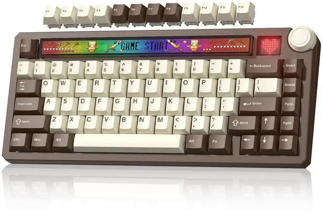 Main image of Womier 75% Wireless Mechanical Keyboard with Screen and Knob Keyboard | Retro Creamy Bluetooth Gaming Keyboard Custom Clear Light Box,RGB/Hot Swap/PBT Keycap,VIA Programmable for Mac/PC,K80 Brown