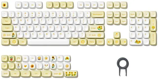Alt view image 7 of 7 - Womier PBT MOA Profile Keycaps 131 Keys PBT Sunflower Bee Theme, Dye-Sublimation Custom Keycap Set for MX Switch Mechanical Keyboard, Fits 60% 65% 75% 100% Layouts