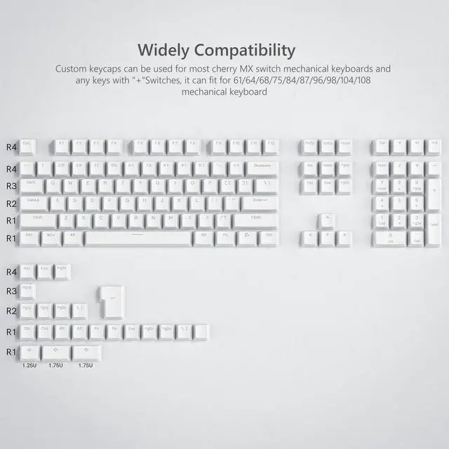Alt view image 5 of 6 - Womier Shine Through PBT Keycaps, Pudding White Keyboard Keycaps | OEM Profile Custom Keycaps 75 Percent 129-key Set for 60% 65% 75% 100% Cherry Gateron MX Mechanical Keyboard-White