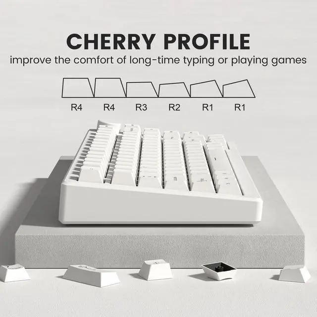 Alt view image 4 of 6 - Womier Keyboard keycaps Set, Double Shot PBT keycaps,Cherry Profile Custom Key caps 60 65 75 100 Percent for Cherry-mx Full Size Retro Mechanical Keyboard,Milky White