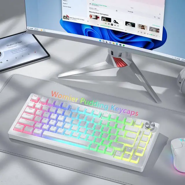 Alt view image 6 of 6 - Womier Shine Through PBT Keycaps, Pudding White Keyboard Keycaps | OEM Profile Custom Keycaps 75 Percent 129-key Set for 60% 65% 75% 100% Cherry Gateron MX Mechanical Keyboard-White