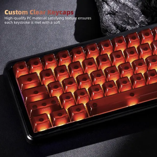 Alt view image 4 of 7 - Womier Jelly Keycaps, Ceramic Keycaps Style Clear PC Custom Keycaps Set | Laser Carving Side Printing 60% 75% 100%, MDA Profile for Mechanical Keyboard Caps, Compatible Full-Sized Layout, Red/Brown