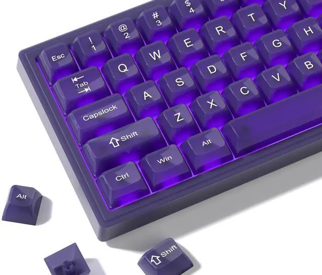 Main image of Womier Keyboard Keycaps Jelly Purple, Cute Keycaps Transparent Clear | Custom Keycap 60 65 75 100 Percent for Cherry MX, Kailh, Outemu, Gateron Mechanical Keyboards(MDA Profile)