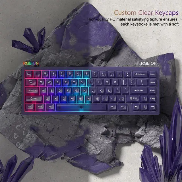 Alt view image 2 of 6 - Womier Keyboard Keycaps Jelly Purple, Cute Keycaps Transparent Clear | Custom Keycap 60 65 75 100 Percent for Cherry MX, Kailh, Outemu, Gateron Mechanical Keyboards(MDA Profile)