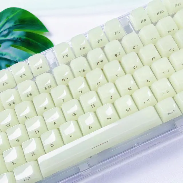 Alt view image 7 of 7 - Womier Green Keycaps Jelly,Ceramic Keycaps Style,Clear Creamy Keyboard Caps | Transparent Side Printed Custom 60 65 75 100 Percent for Cherry MX/Outemu/Gateron Mechanical Keyboards (MDA Profile)