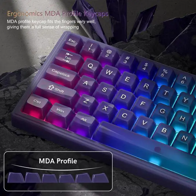 Alt view image 3 of 6 - Womier Keyboard Keycaps Jelly Purple, Cute Keycaps Transparent Clear | Custom Keycap 60 65 75 100 Percent for Cherry MX, Kailh, Outemu, Gateron Mechanical Keyboards(MDA Profile)