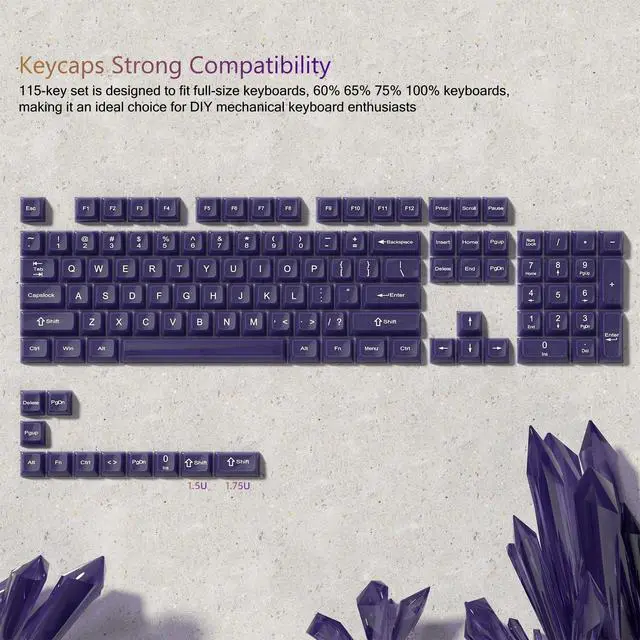 Alt view image 6 of 6 - Womier Keyboard Keycaps Jelly Purple, Cute Keycaps Transparent Clear | Custom Keycap 60 65 75 100 Percent for Cherry MX, Kailh, Outemu, Gateron Mechanical Keyboards(MDA Profile)