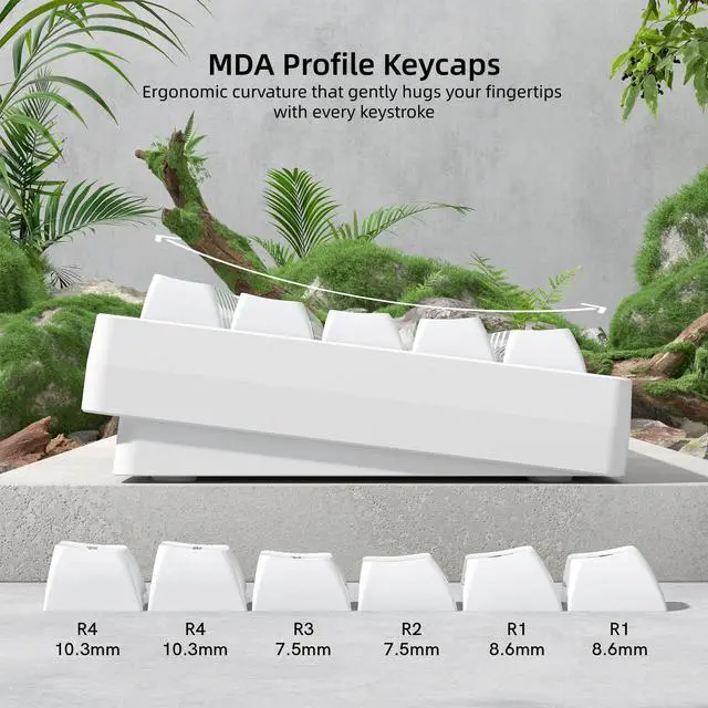 Alt view image 3 of 7 - Womier Japanese White Keycaps, Ceramic Style PC Glossy Jelly Keycap | Keyboard Caps, MDA Profile 115-Key Custom Key caps Set for 61/68/84/87/98/100/104-Key MX Switch Key cap