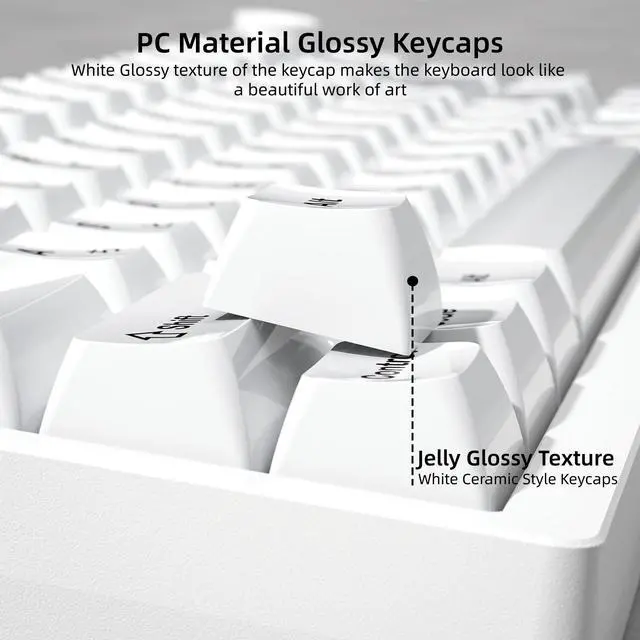 Alt view image 5 of 7 - Womier Japanese White Keycaps, Ceramic Style PC Glossy Jelly Keycap | Keyboard Caps, MDA Profile 115-Key Custom Key caps Set for 61/68/84/87/98/100/104-Key MX Switch Key cap