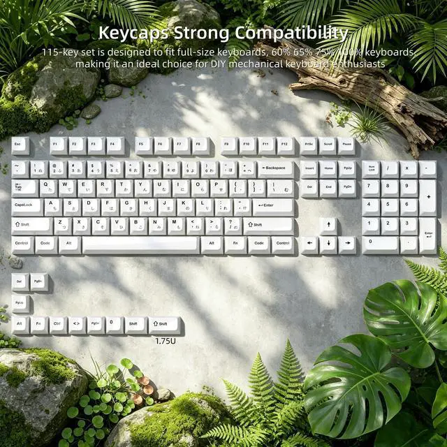 Alt view image 6 of 7 - Womier Japanese White Keycaps, Ceramic Style PC Glossy Jelly Keycap | Keyboard Caps, MDA Profile 115-Key Custom Key caps Set for 61/68/84/87/98/100/104-Key MX Switch Key cap