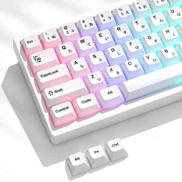 Alt view image 7 of 7 - Womier Japanese White Keycaps, Ceramic Style PC Glossy Jelly Keycap | Keyboard Caps, MDA Profile 115-Key Custom Key caps Set for 61/68/84/87/98/100/104-Key MX Switch Key cap