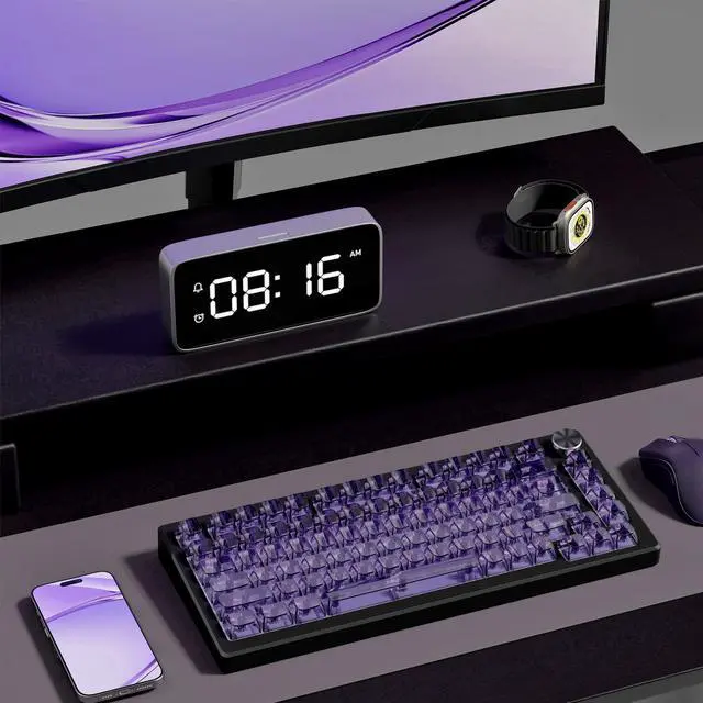 Alt view image 4 of 7 - Womier Purple Clear keycaps,Transparent keycaps 60 75 100 Percent,Crystal keycap,Shine Through Key Cap Ceramic Style,MDA Profile Keyboard Key Cap for Mx Switches Mechanical Keyboard(Side Printed)