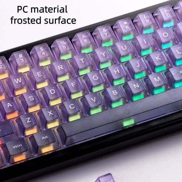 Alt view image 4 of 7 - Womier Gradient Purple Frosted keycaps,Translucent Keyboard keycaps,Jelly Key caps Set,Shine Through Key caps,Cherry Profile Keyboard caps for Mx Switches Mechanical Keyboard(115key)